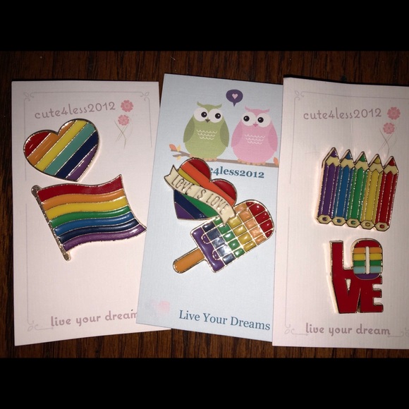 Cute4less2012 Jewelry - Lot of 6 LGBTQ+ Pins Brooches Love Heart Flag
